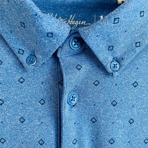 Walter Hagen Men's Short Sleeve Blue Pattern Golf Polo Shirt Medium Like New